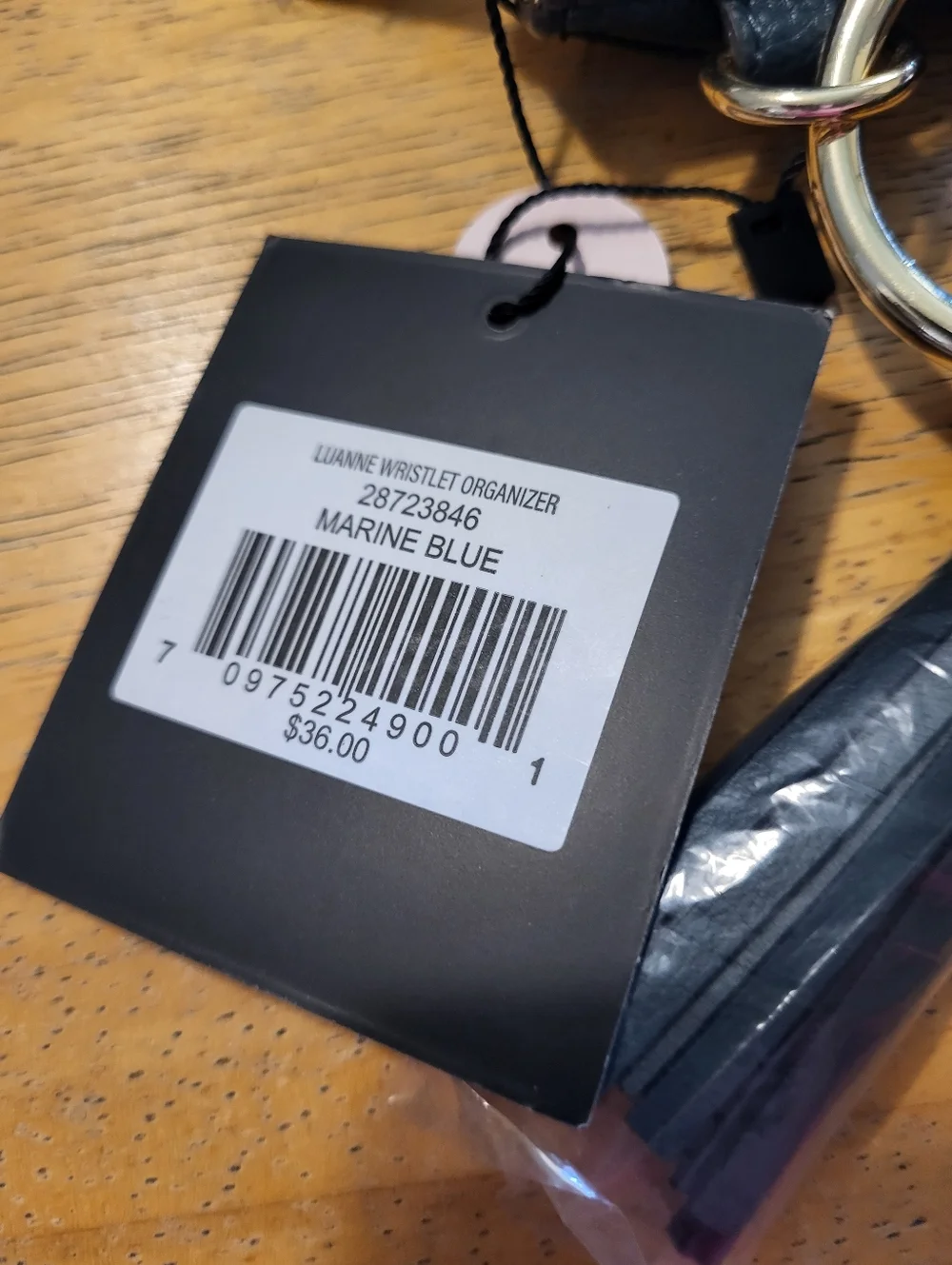 Nanette Lepore Deep Navy Pebbled Leather Wristlet with Keyring - Picture 3 of 3